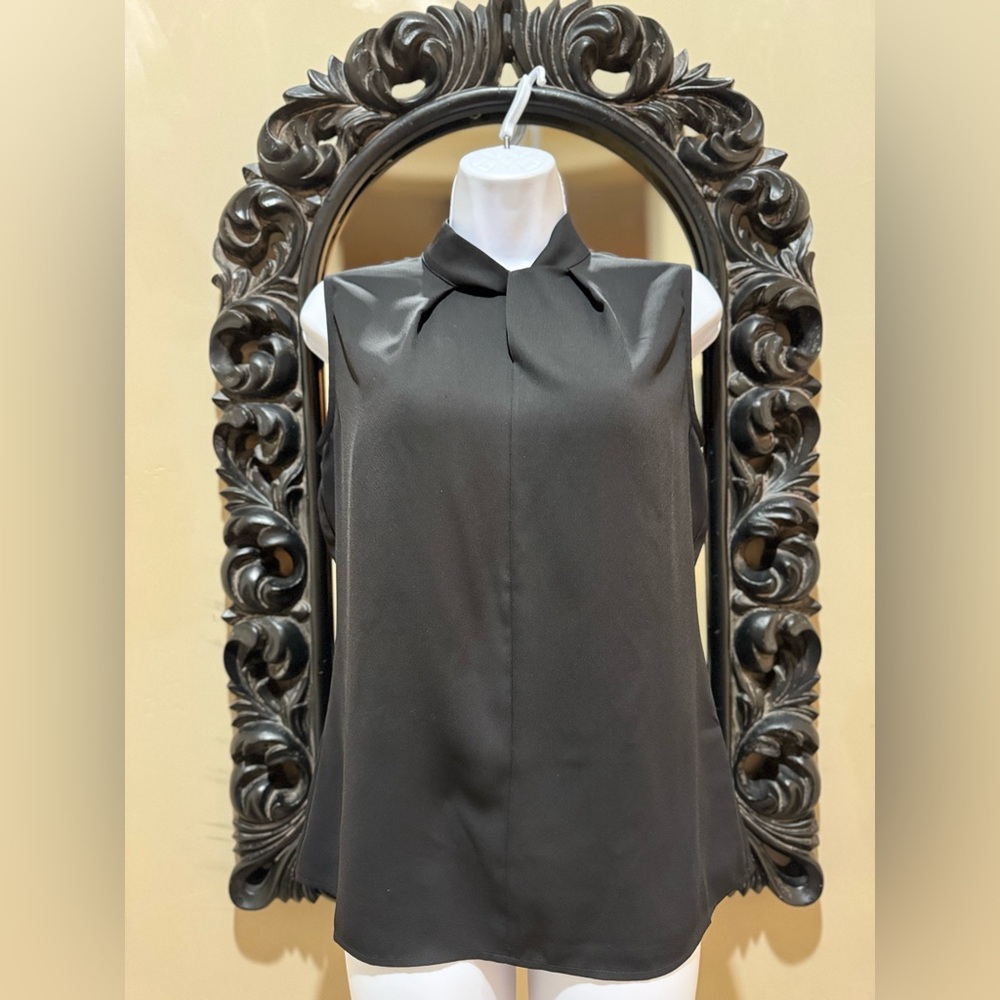 Ming Wang - Twist-Neck Crepe de Chine Blouse - NWOT